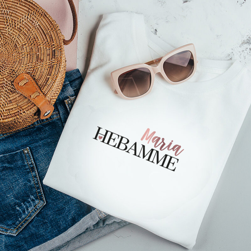 Personalisiertes T-Shirt "Hebamme" weiß aus 100% Baumwolle – Bild 2
