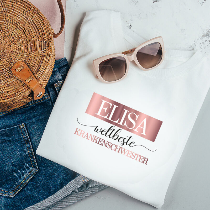 Personalisiertes T-Shirt "weltbeste Krankenschwester" weiß aus 100% Baumwolle – Bild 2