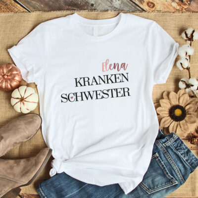 Personalisiertes T-Shirt "Krankenschwester" weiß aus 100% Baumwolle