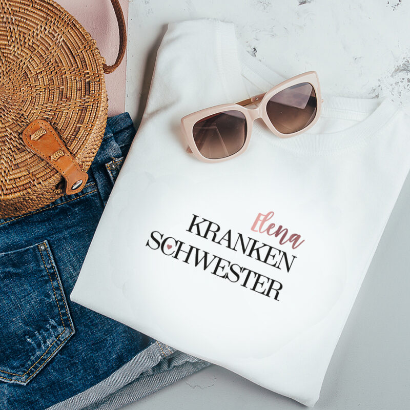Personalisiertes T-Shirt "Krankenschwester" weiß aus 100% Baumwolle – Bild 2