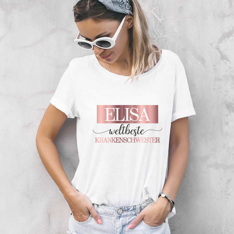 Personalisiertes T-Shirt "weltbeste Krankenschwester" weiß aus 100% Baumwolle – Bild 3