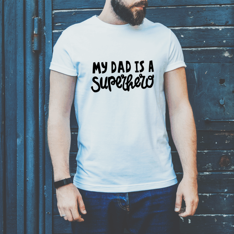 Herren T-Shirt "My dad is a superhero" weiß aus 100% Baumwolle – Bild 2