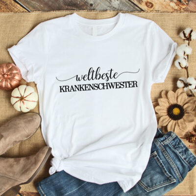 Damen T-Shirt "Weltbeste Krankenschwester" weiß aus 100% Baumwolle