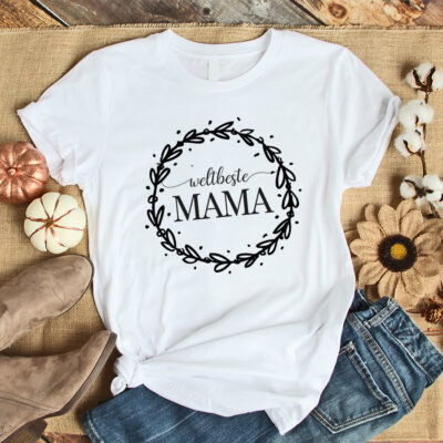 Damen T-Shirt "Weltbeste Mama" weiß aus 100% Baumwolle