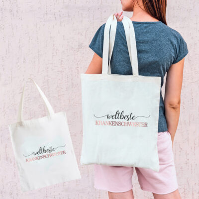 Tasche"weltbeste Krankenschwester" weiß aus 100% Baumwolle