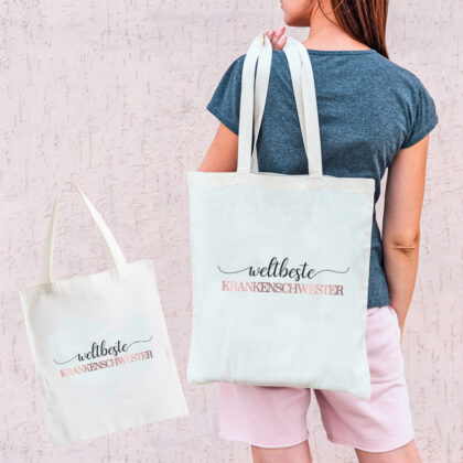 Tasche"weltbeste Krankenschwester" weiß aus 100% Baumwolle