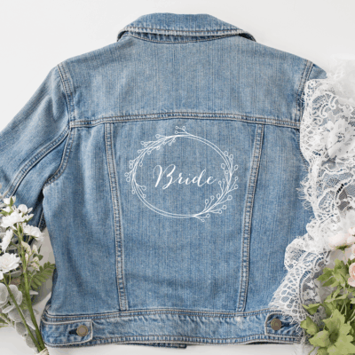 Jeansjacke "Bride" mit Blumenkranz