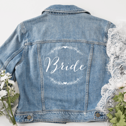 Jeansjacke "Bride" mit Blumenkranz