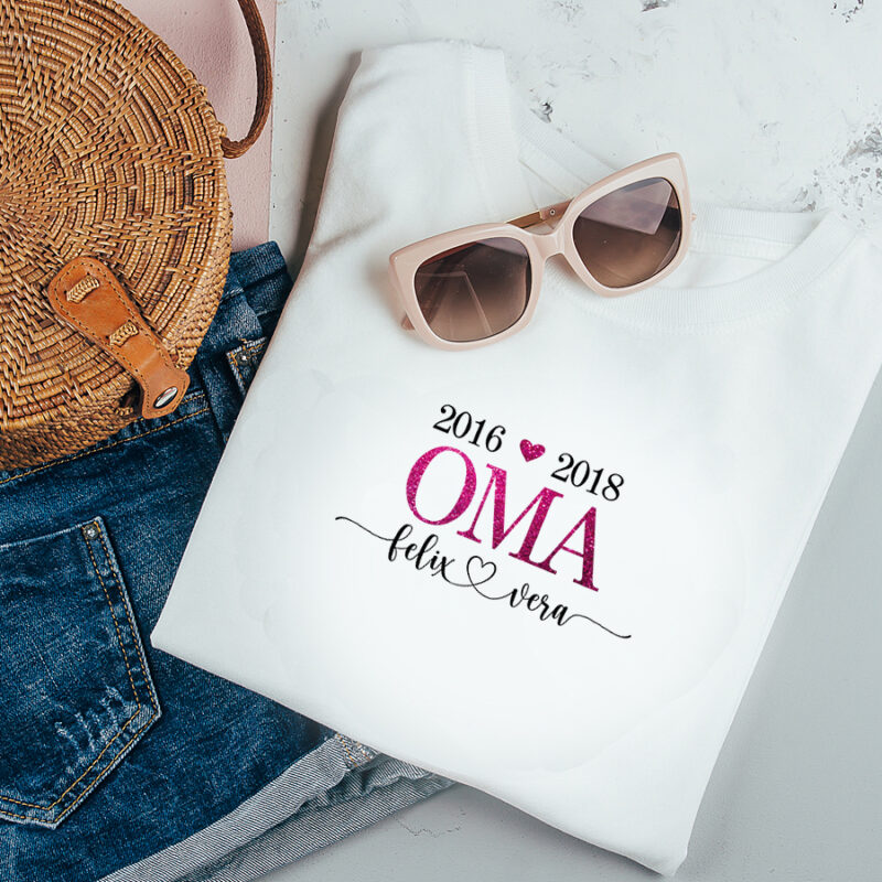 Personalisiertes Damen T-Shirt "Oma" weiß aus 100% Baumwolle – Bild 2