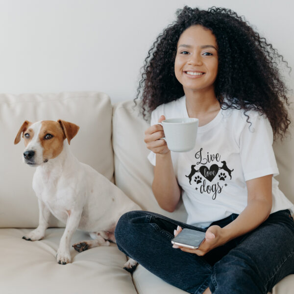 Live Love Dogs T-Shirt aus 100% Baumwolle für Haustierbesitzer – Bild 3