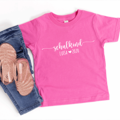 Kinder T-Shirt "Name + Schulkund + Jahr" aus 100% Baumwolle