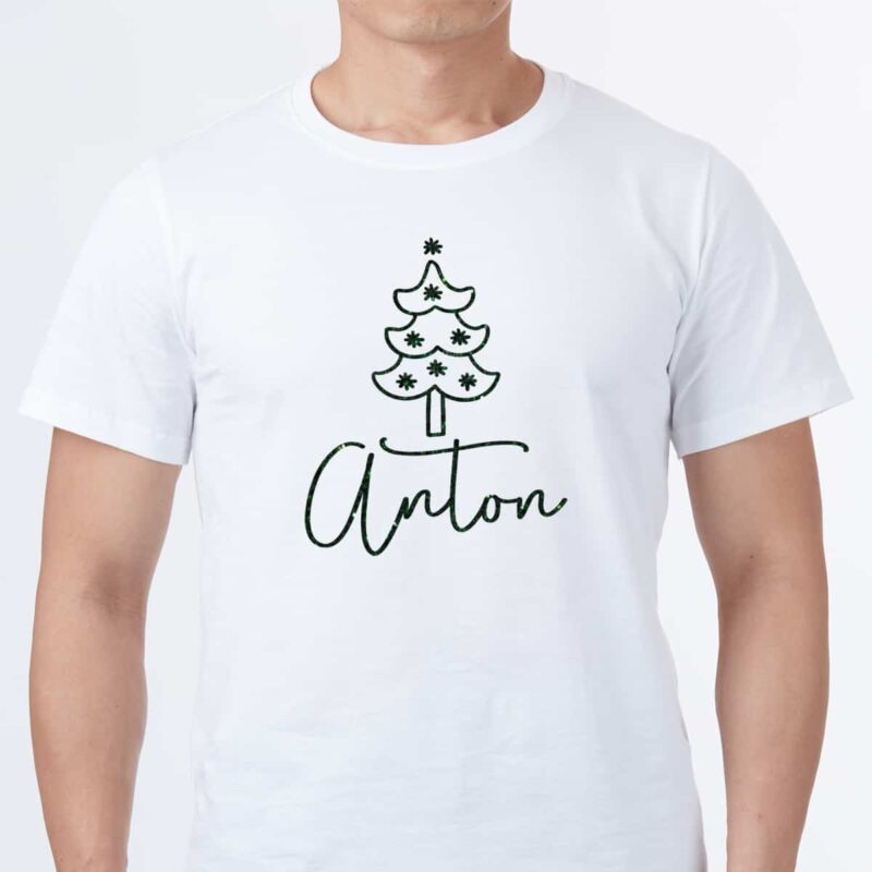 personalisierte Familien T-Shirts Name mit Christbaum aus 100% Baumwolle für Weihnachten – Bild 2