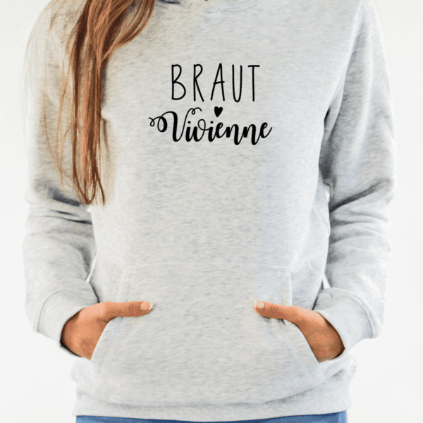 personalisierter Damen Hoodie "Braut" mit Name aus 100% Baumwolle – Bild 3
