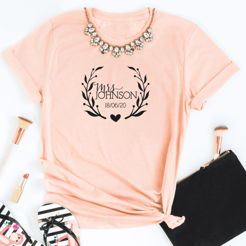 JGA Shirts "Mrs" Kranz mit Name und Datum  – Bild 9