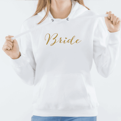 Damen Hoodie "Bride" mit Name aus 100% Baumwolle