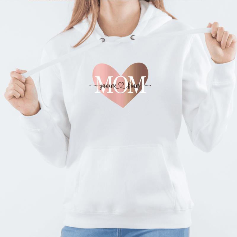 personalisierter Damen Hoodie "Mom" HERZ aus 100% Baumwolle – Bild 2