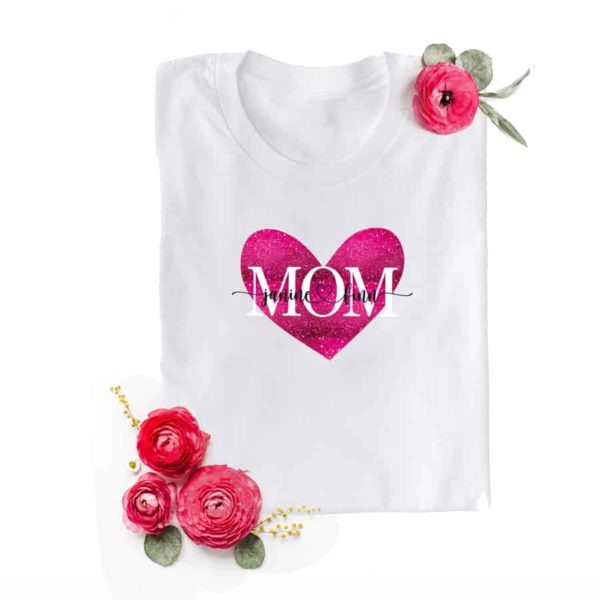 personalisiertes Mama T-Shirt mit Namen und Herz – Bild 2