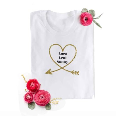 personalisiertes Damen T-Shirt "Mom" Pfeil aus 100% Baumwolle
