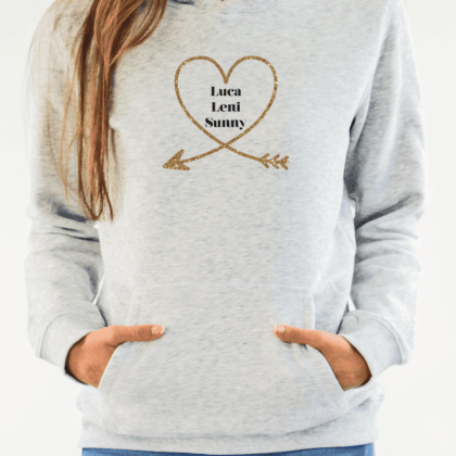personalisierter Damen Hoodie "Mom" PFEIL aus 100% Baumwolle
