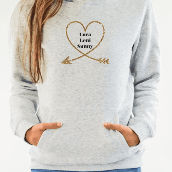 personalisierter Damen Hoodie "Mom" PFEIL aus 100% Baumwolle