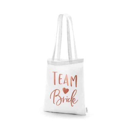 Stofftasche weiß - TEAM Bride rosegold