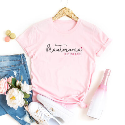 personalisiertes Brautmama T-Shirt mit Namen aus 100% Baumwolle