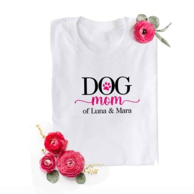 personalisiertes T-Shirt aus 100% Baumwolle für Haustierbesitzer mit Hundenamen