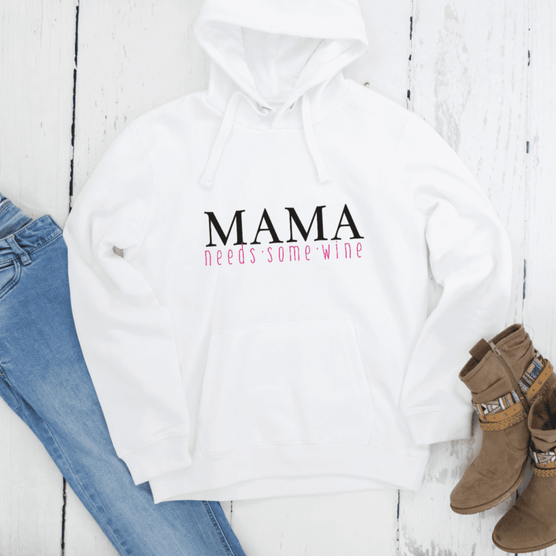 Damen Hoodie "Mama need some Wine" aus 100% Baumwolle – Bild 3