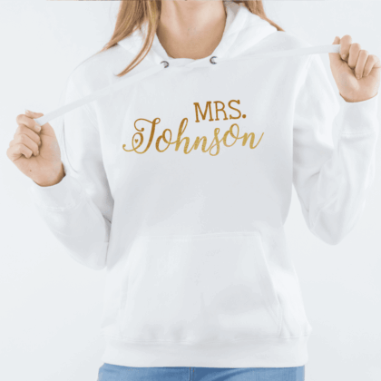 personalisierter Damen Hoodie "Mrs" aus 100% Baumwolle