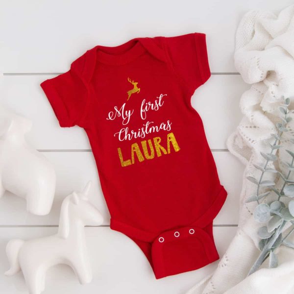 personalisierter Body "My frist Christmas" aus 100% Baumwolle – Bild 2