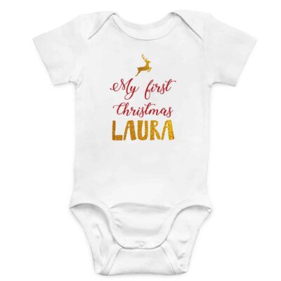 personalisierter Body "My frist Christmas" aus 100% Baumwolle