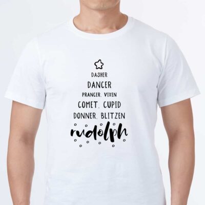Familien T-Shirts "Rudolph" aus 100% Baumwolle für Weihnachten