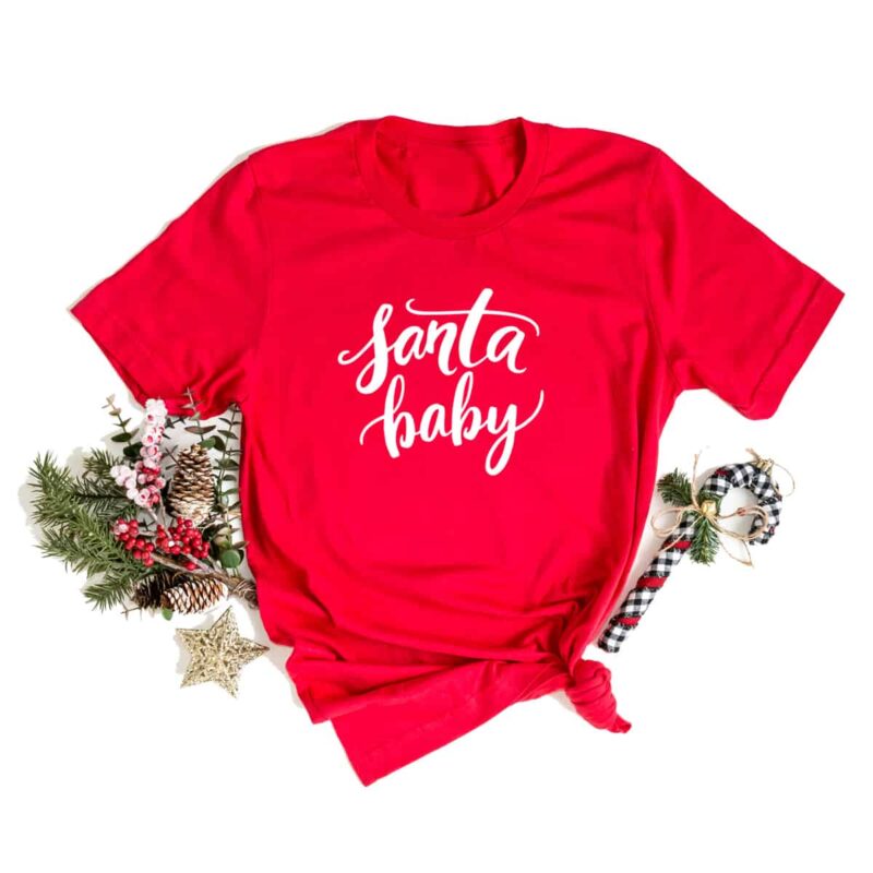 Familien T-Shirts "Santa baby" aus 100% Baumwolle für Weihnachten – Bild 4