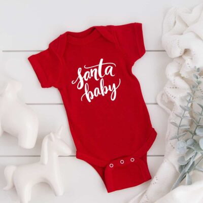 Body "Santas Baby" aus 100% Baumwolle für Weihnachten