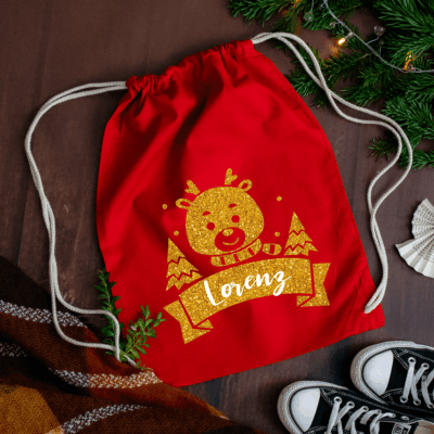 personalisiertes Nikolosackerl/Nikolaussackerl/Weihnachtssackerl mit Renntier und Bäumen