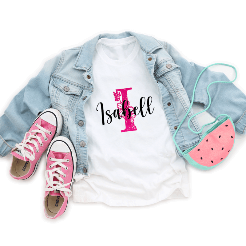 Kinder T-Shirt "Name" und Anfangsbuchstabe aus 100% Baumwolle – Bild 2