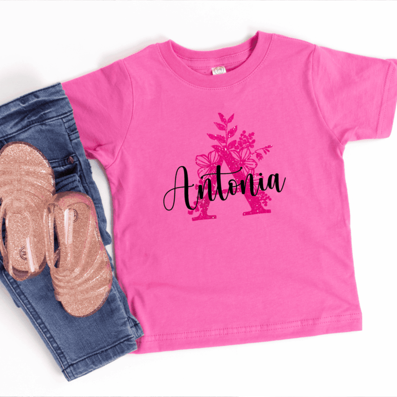 Kinder T-Shirt "Name" und Anfangsbuchstabe aus 100% Baumwolle – Bild 3