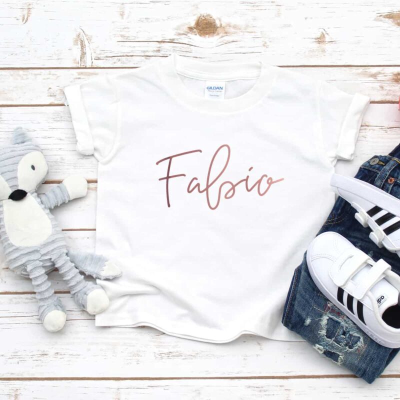 Personalisiertes Kinder T-Shirt mit Name aus 100% Baumwolle – Bild 4