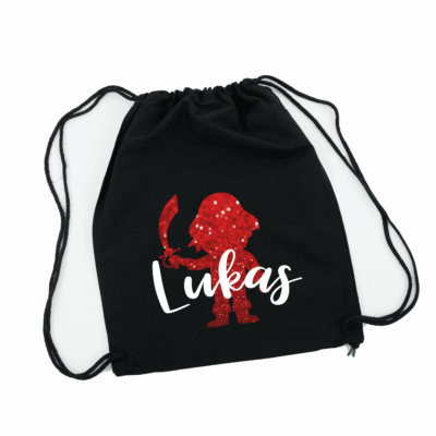 Kinder Turnbeutel Pirat + Name aus 100% Baumwolle