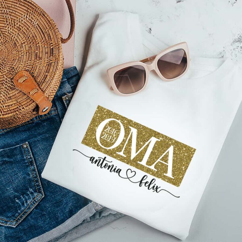 Personalisiertes Damen T-Shirt "Oma" weiß aus 100% Baumwolle – Bild 4
