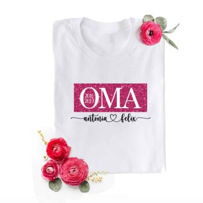 Personalisiertes Damen T-Shirt "Oma" weiß aus 100% Baumwolle