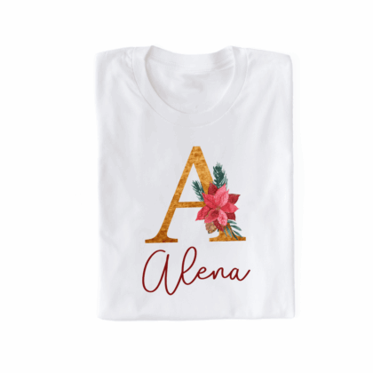personalisiertes T-Shirt mit Name und Initiale rot/gold