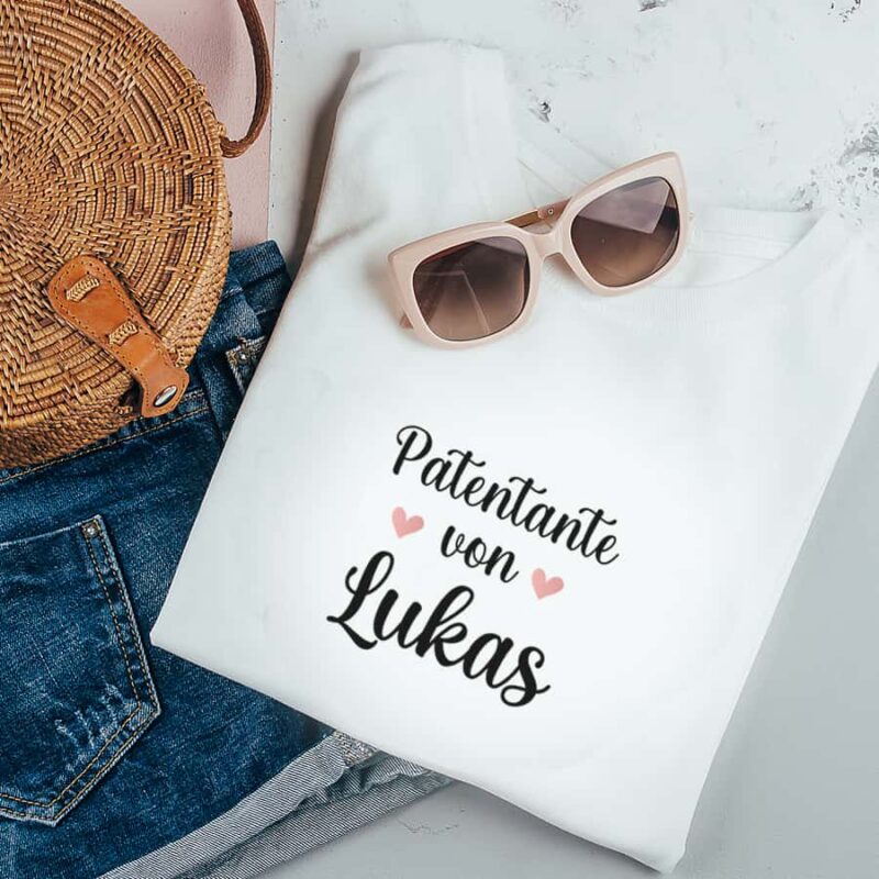 Personalisiertes Damen T-Shirt "Patentante von" mit Namen aus 100% Baumwolle – Bild 2