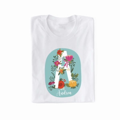 personalisiertes T-Shirt mit Name und Initiale mint