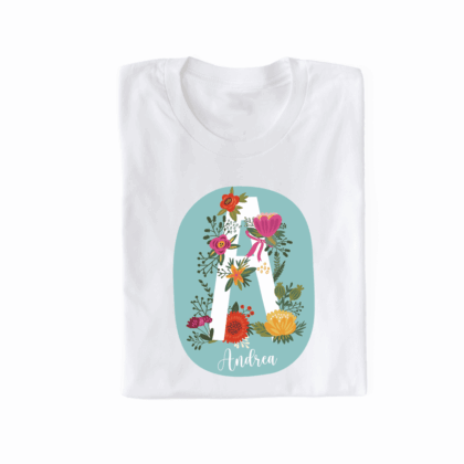 personalisiertes T-Shirt mit Name und Initiale mint