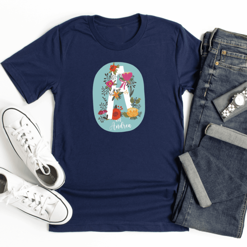 personalisiertes T-Shirt mit Name und Initiale mint – Bild 3