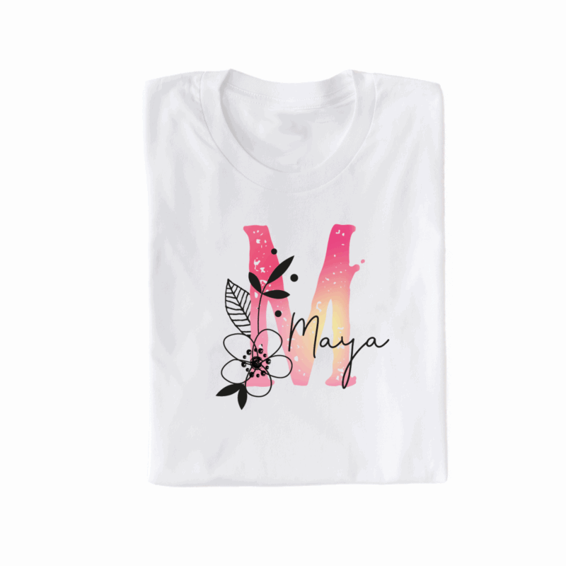 personalisiertes T-Shirt mit Name und Initiale pink/alt – Bild 4
