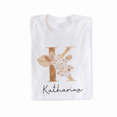 personalisiertes T-Shirt mit Name und Initiale rose
