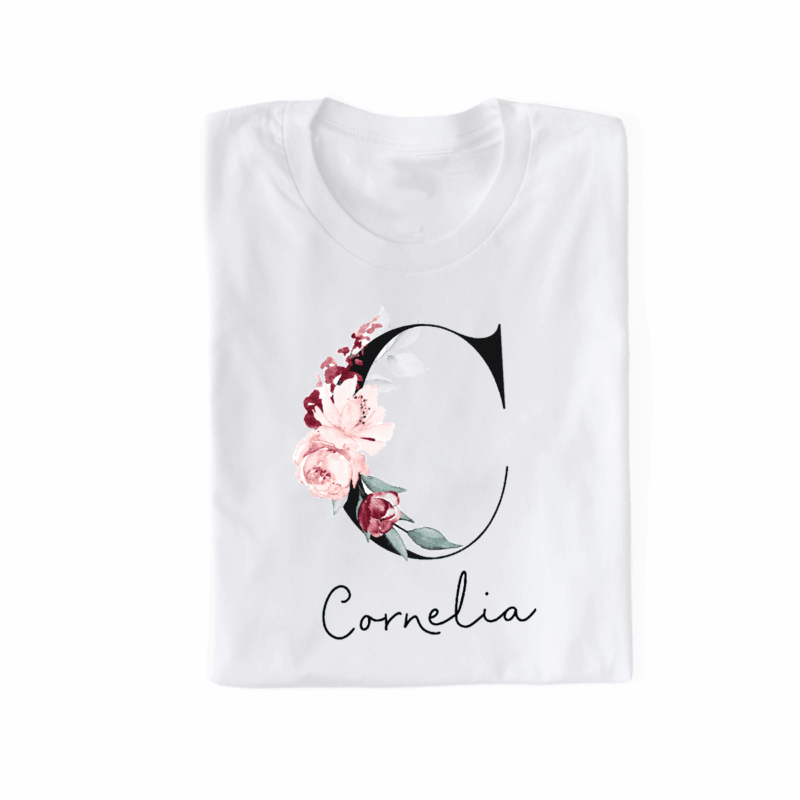 personalisiertes T-Shirt mit Name und Initiale schwarz/rot – Bild 2
