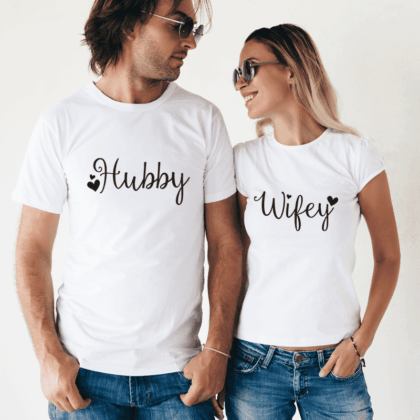 Paar T-Shirts Hubby & Wifey